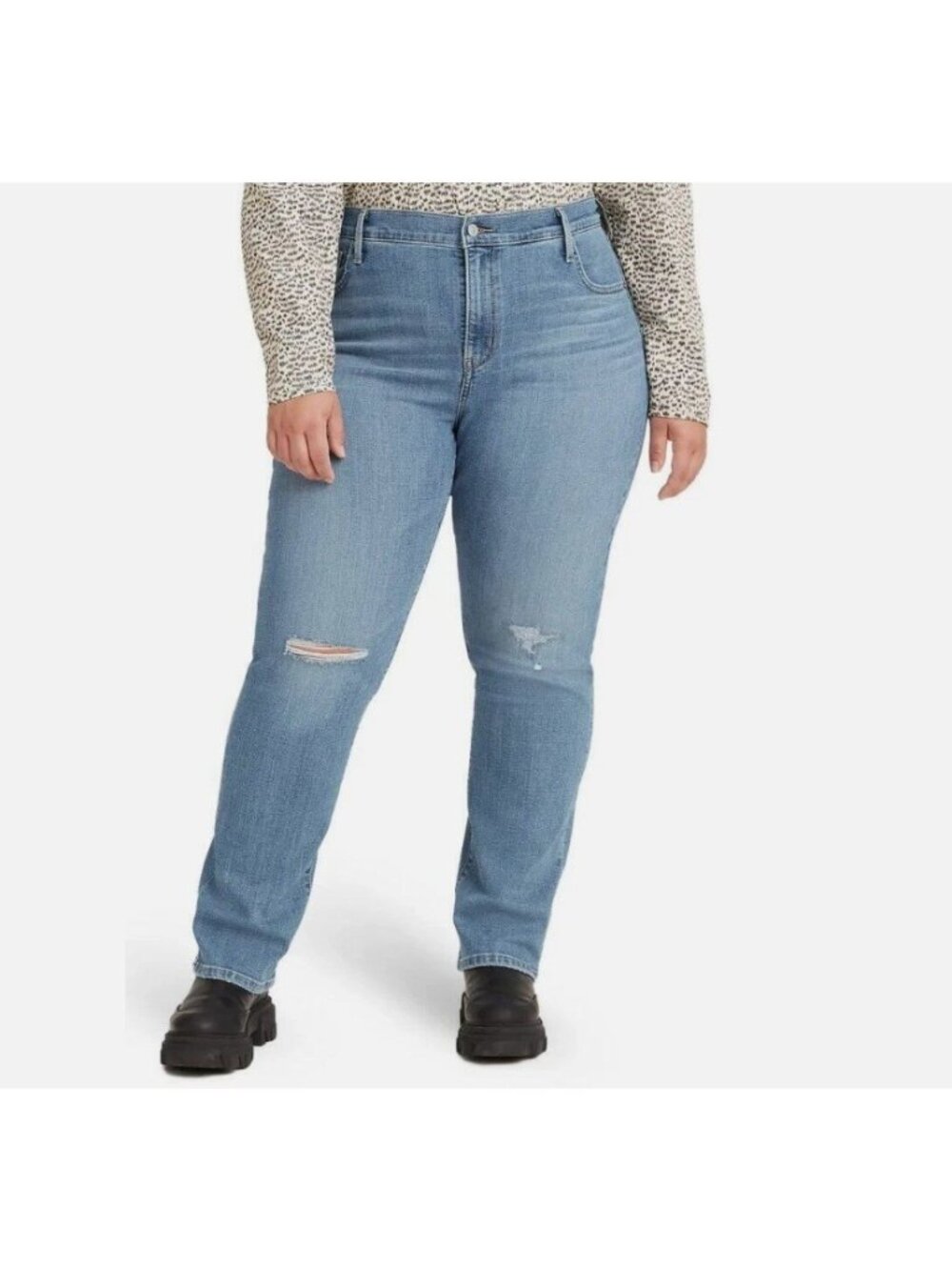Levi's 724 High-Rise Slim Straight Jeans Women's Plus Size 20W Distressed Medium